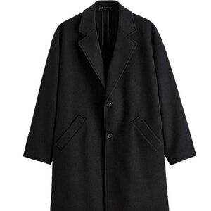 ZARA OVERSIZED STRETCH COAT  BLACK SIZE XL | 5070/310